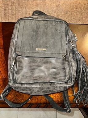 Steve Madden Black Backpack Purse Distressed Look